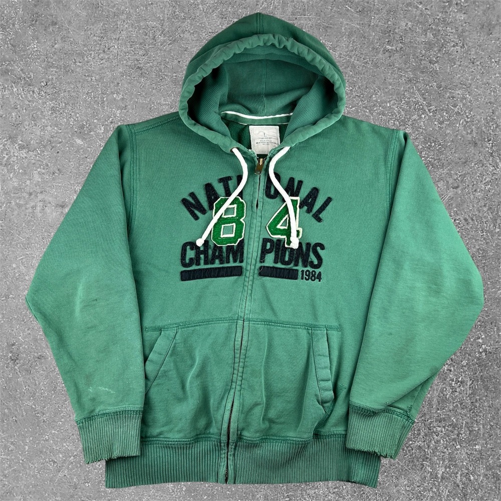 Y2K Old Navy Hoodie Men Large Green National Champions 84‎ Full Zip Collegiate